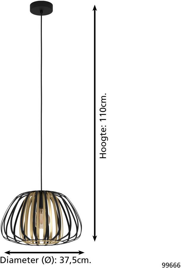EGLO Hanglamp ENCINITOS Hanglamp in zwart en goudkleur van staal excl. E27 40W (1 stuk) - Foto 3