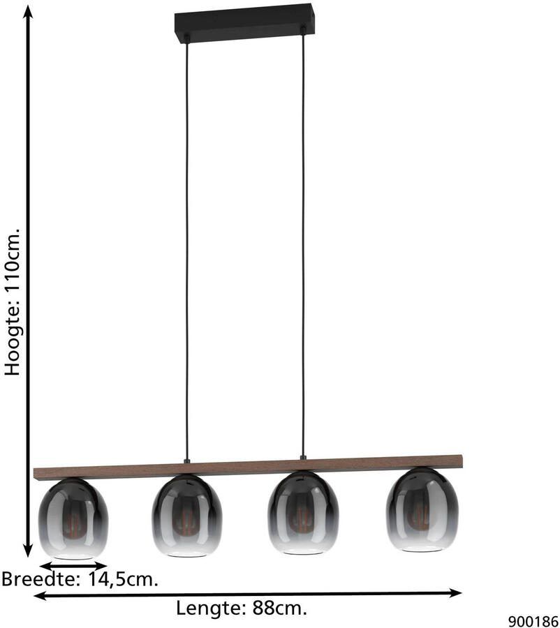 EGLO Â FilagoÂ HanglampÂ -Â E27Â -Â 88Â cmÂ -Â Zwart Bruin Leen Bakker - Foto 5
