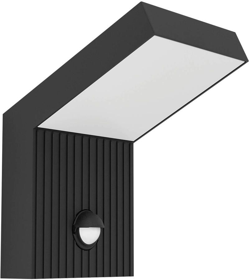 EGLO Grottazzolina Wandlamp Buiten Sensor LED 17.5 cm Zwart Melkkleurig