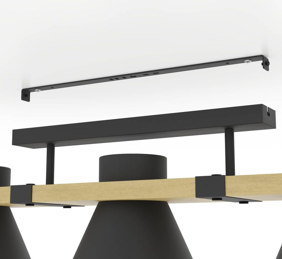 EGLO Plafondlamp MACCLES Plafondlamp woonkamerlamp hout en metaal zwart plafondspot (1 stuk) - Foto 5