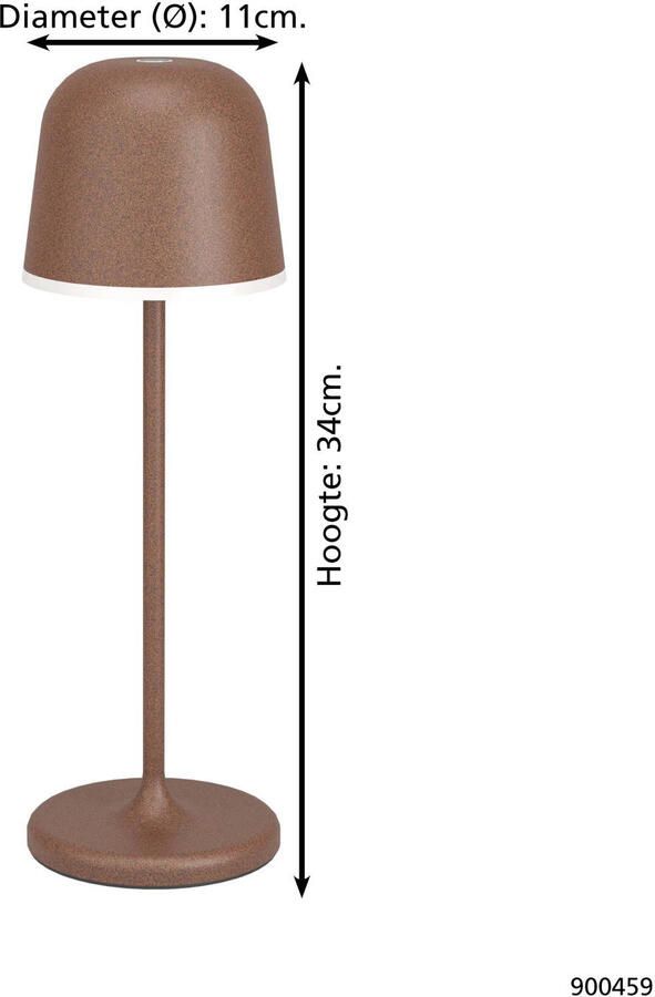 EGLO Tafellamp MANNERA Nachttafellamp touch dimbaar draadloos tafellamp USB-poort IP54 (1 stuk) - Foto 6