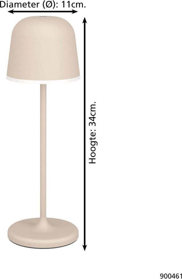 EGLO Tafellamp MANNERA Nachttafellamp touch dimbaar draadloos tafellamp USB-poort IP54 (1 stuk) - Foto 5