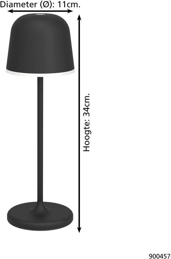 EGLO Tafellamp MANNERA Nachttafellamp touch dimbaar draadloos tafellamp USB-poort IP54 (1 stuk) - Foto 5
