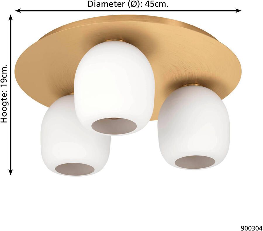 EGLO Plafondlamp MANZANARES Plafondlamp staal en glas E27 IP20 hal lamp (1 stuk) - Foto 3