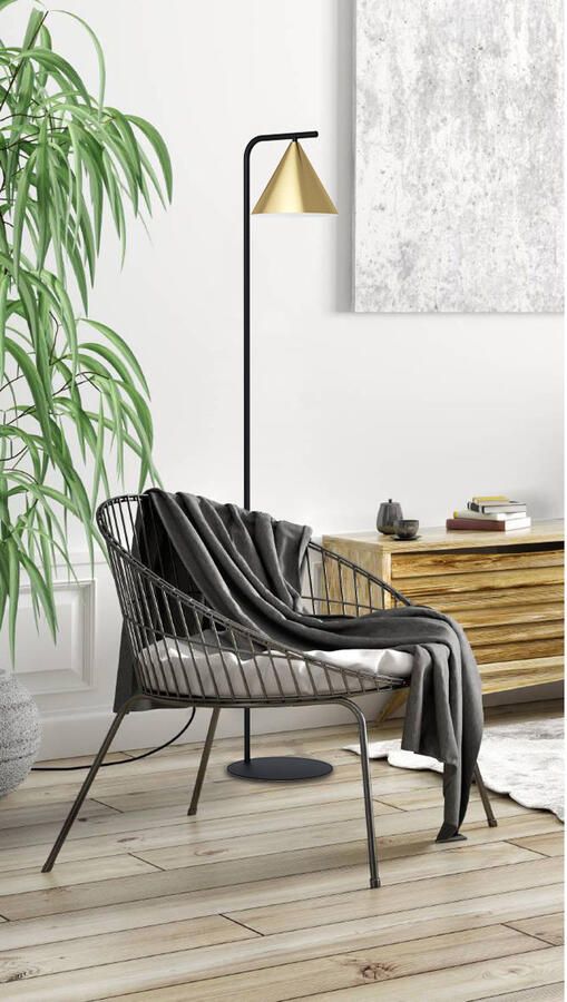 EGLO Staande lamp NARICES Vloerlamp in zwart van staal excl. E27 1X40W (1 stuk) - Foto 3