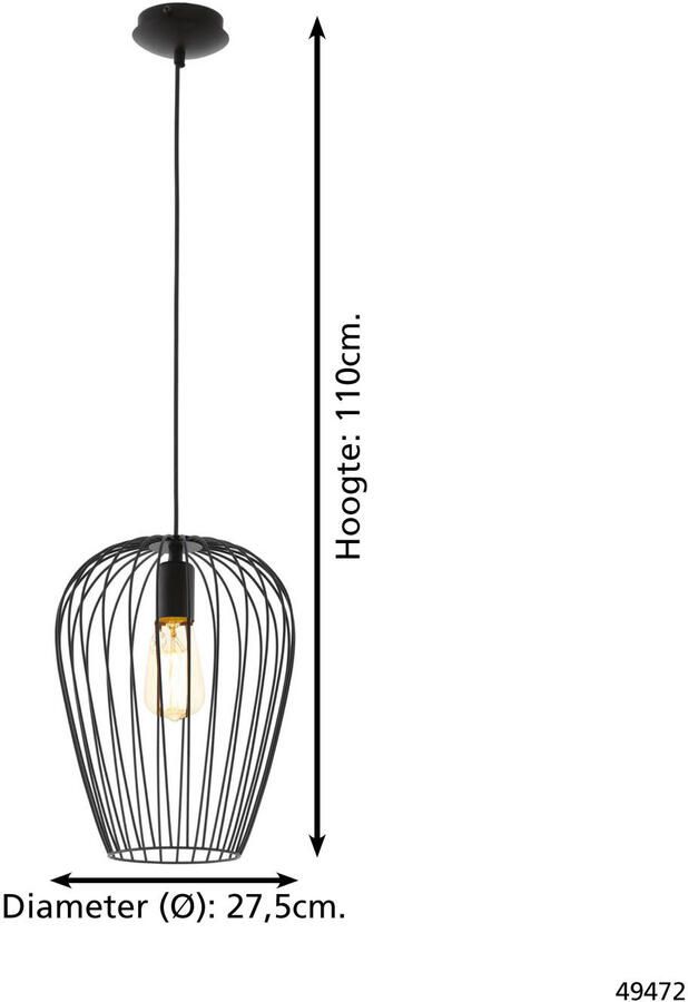 EGLO Hanglamp NEWTOWN Hanglamp staal E27 IP20 vintage eetkamerlamp lamp - Foto 5
