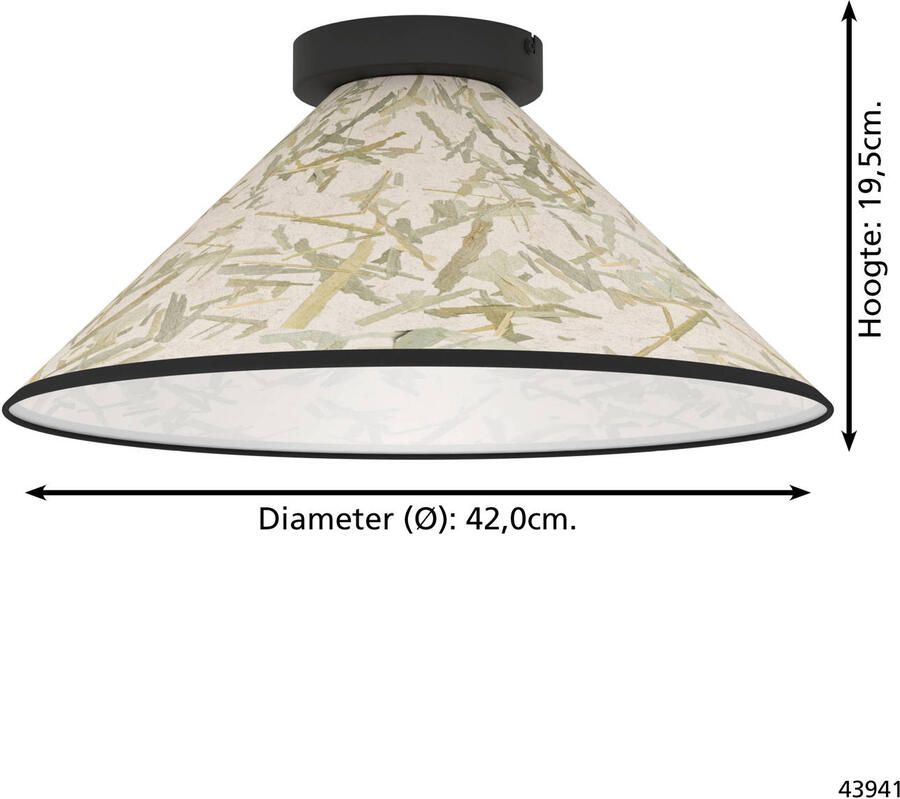 EGLO Plafondlamp OXPARK Plafondlamp Japandi ontwerp woonkamerlamp textiel bamboe bladeren (1 stuk) - Foto 7