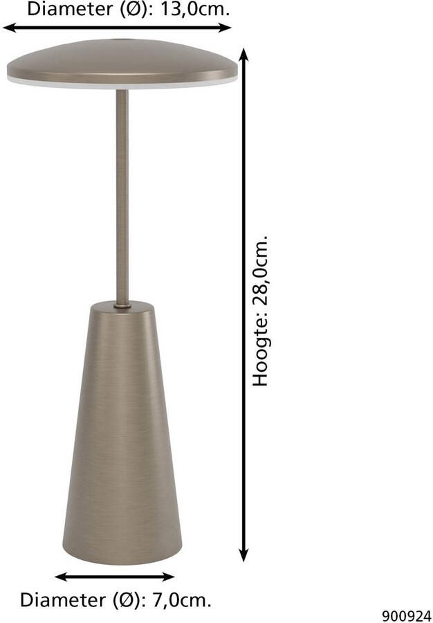 EGLO Piccola Tafellamp Aanraakdimmer Draadloos 28 cm Donker Brons Instelbaar wit licht Oplaadbaar Buiten en Binnen - Foto 7