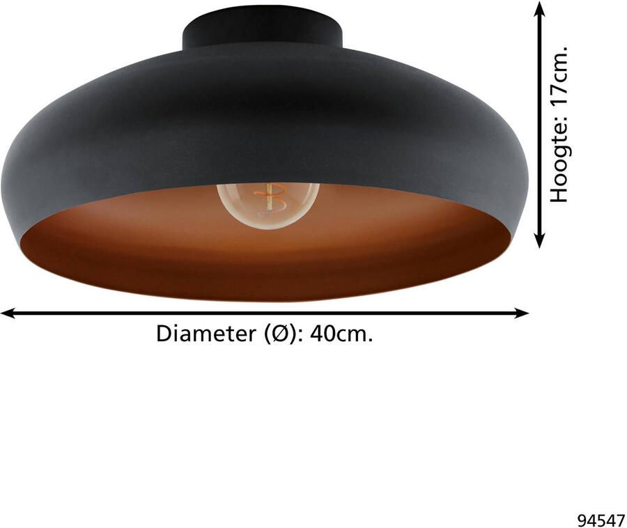 EGLO Plafondlamp MOGANO Plafondlamp Industrial vintage Vloerlamp plafond met E27 fitting (1 stuk) - Foto 6