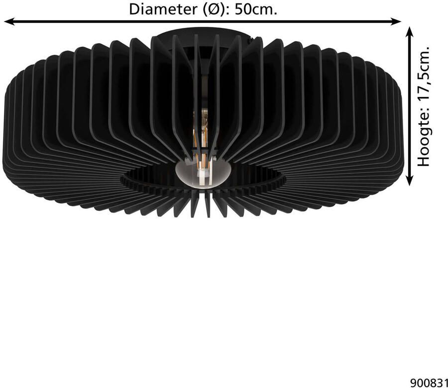 EGLO Plafondlamp PALOMBAIA Plafondlamp Woonkamerlamp van hout E27 fitting Ø 50 cm (1 stuk) - Foto 7