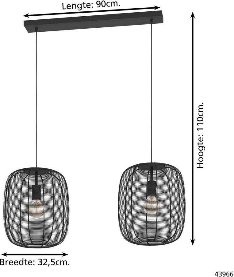 EGLO Hanglamp RINROE Hanglamp staal E27 IP20 vintage woonkamerlamp lamp (1 stuk) - Foto 6