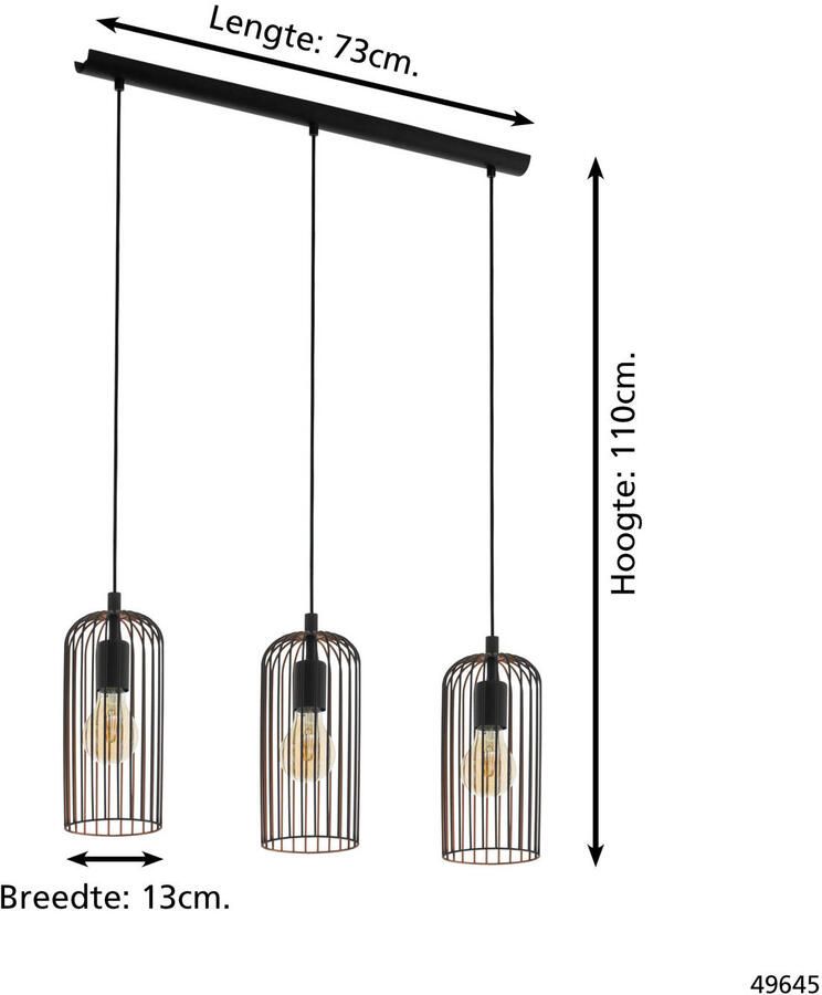 EGLO Hanglamp ROCCAMENA Hanglamp IP20 E27 staal vintage eettafellamp lamp - Foto 7