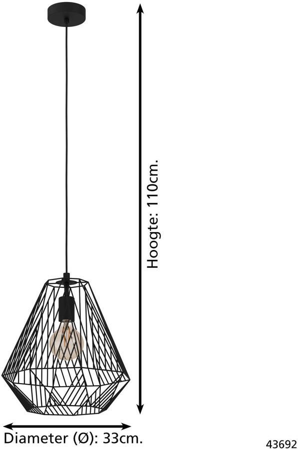 EGLO Hanglamp STYPE Hanglamp eetkamerlamp lamp H110 x Ø33 1X40W excl. (1 stuk) - Foto 3