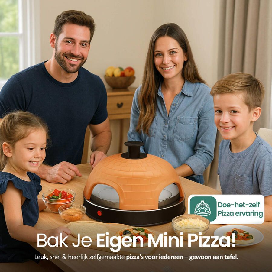 Emerio PO-115985 Pizzarette 4 persoons Handgemaakte terracotta koepel 4 Geïsoleerde bak spatels RVS bakplaat Cool touch - Foto 6