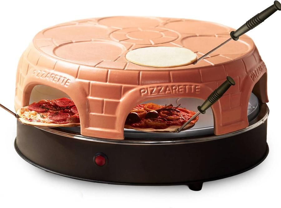 Emerio Originele Pizzarette 6 Personen Pre-bake functie Terracotta koepel 1200W