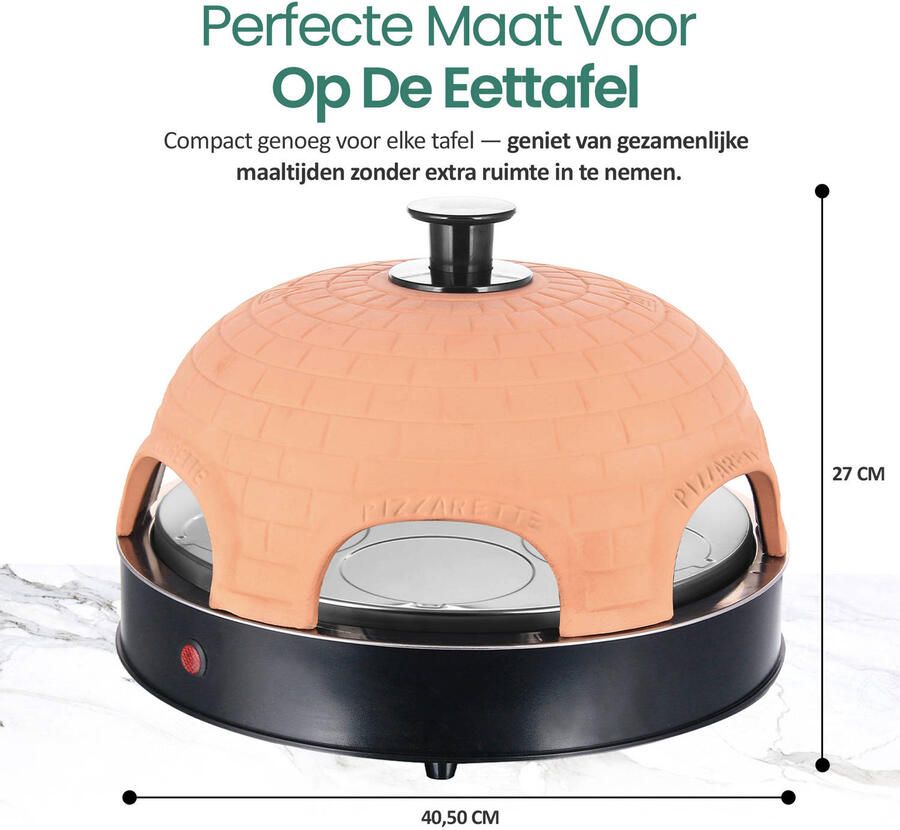 Emerio PO-115984 Pizzarette 6 persoons Handgemaakte terracotta koepel 6 Geïsoleerde bak spatels RVS bakplaat Cool touch - Foto 7