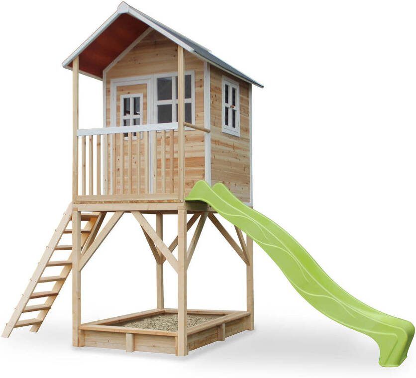 EXIT Toys EXIT Loft 700 speelhuisje met glijbaan + zandbak naturel - Foto 2
