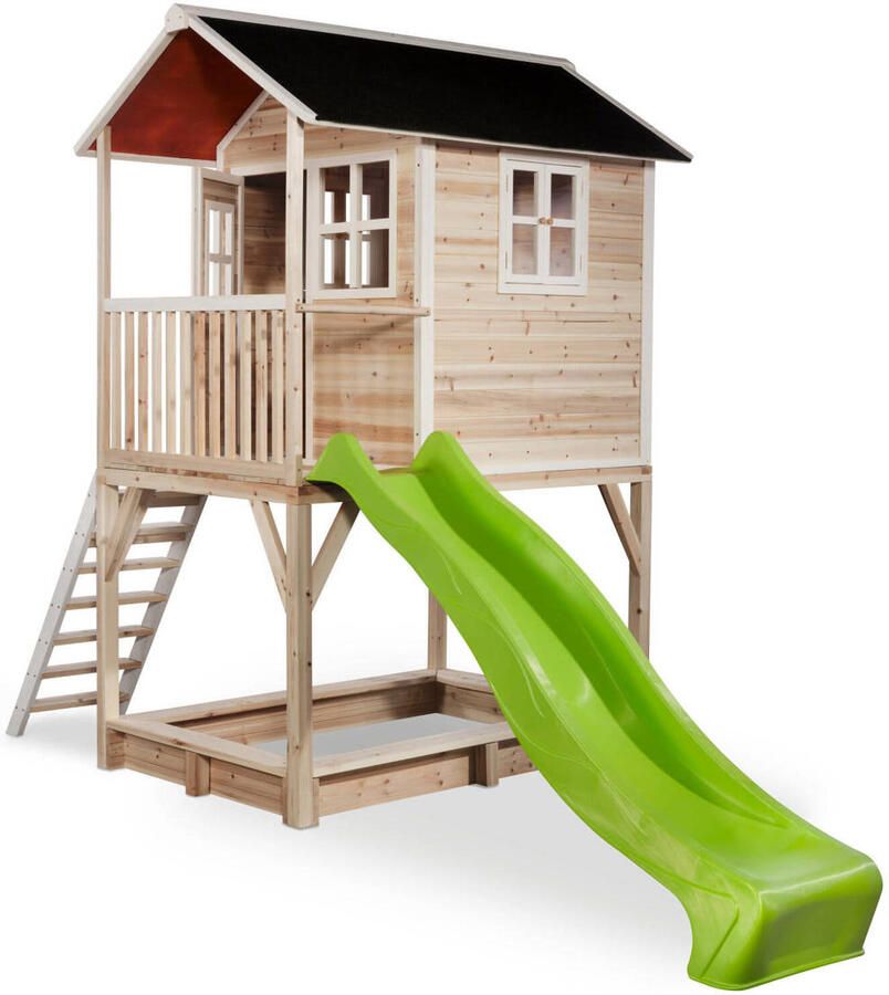 EXIT Toys EXIT Loft 700 speelhuisje met glijbaan + zandbak naturel - Foto 4
