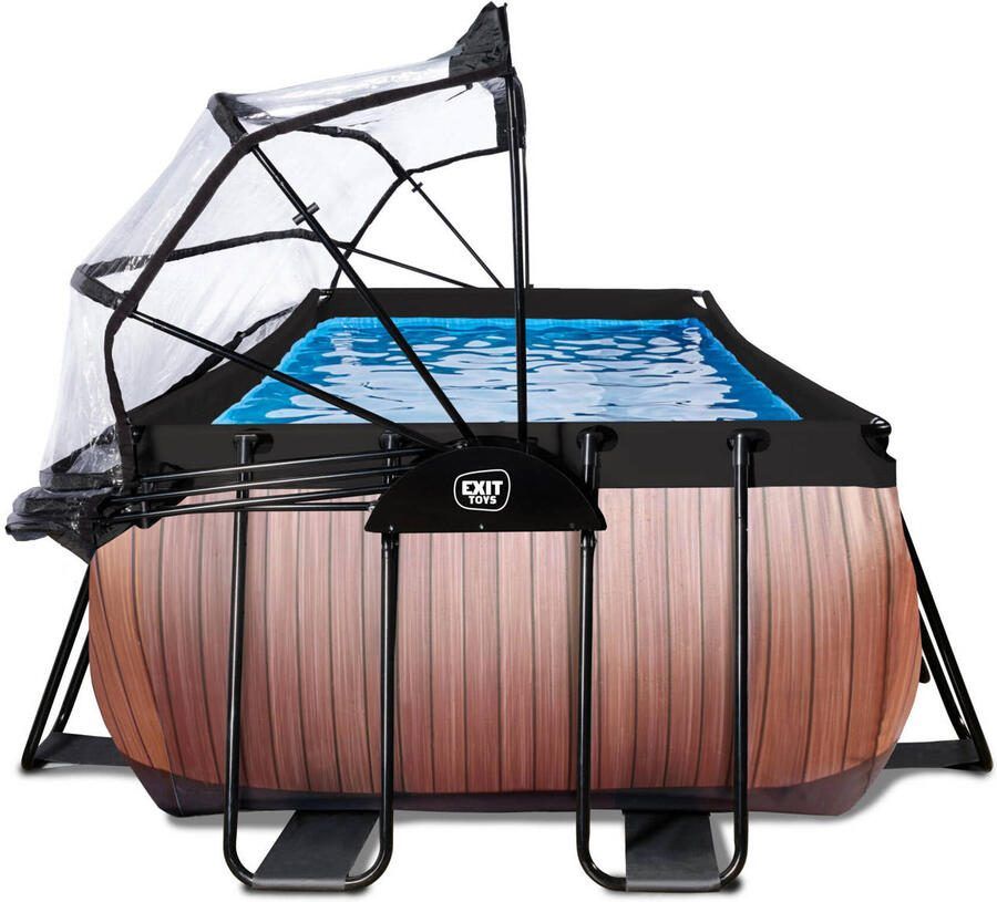 EXIT Toys EXIT Wood zwembad 400x200x100cm met zandfilterpomp en overkapping bruin - Foto 2