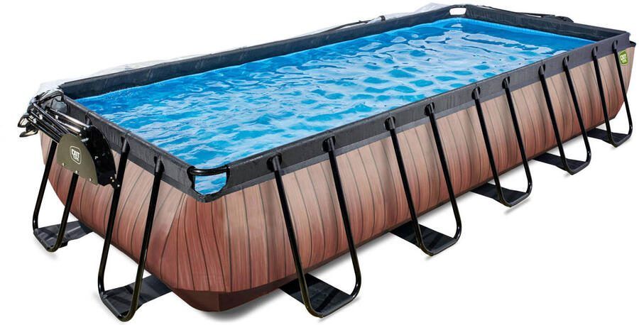 EXIT Toys Exit Wood Zwembad 540x250x100cm Met Zandfilterpomp En Overkapping Bruin - Foto 3