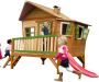 AXI Emma Speelhuis in Bruin Groen Met Verdieping en Rode Glijbaan Speelhuisje op palen met veranda FSC hout Speeltoestel voor de tuin - Thumbnail 2