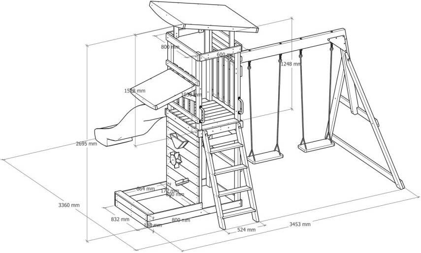 Axi Malik Swing Set with Double Swing and Play Wall