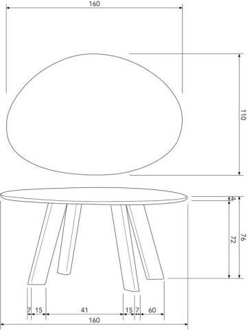 BePureHome eetkamertafel Roundly (160x110 cm)