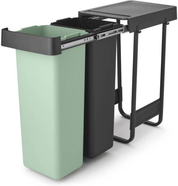 Brabantia Sort & Go Inbouw Prullenbak 2 x 30 l Jade Green en Dark Grey