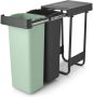 Brabantia Sort & Go Inbouw Prullenbak 2 x 30 liter Jade Green en Dark Grey - Thumbnail 3