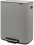 Brabantia Bo pedaalemmer 2 x 30 liter met 2 kunststof binnenemmer Mineral Concrete Grey - Thumbnail 3