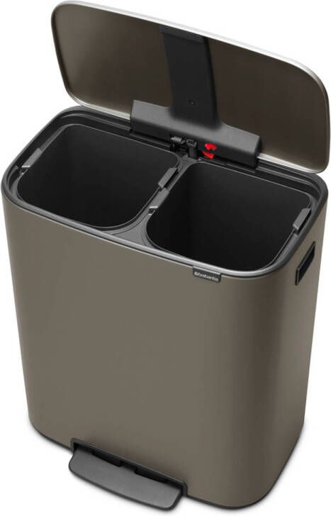 Brabantia Bo pedaalemmer 2x30L met 2 kunststof binnenemmers Platinum