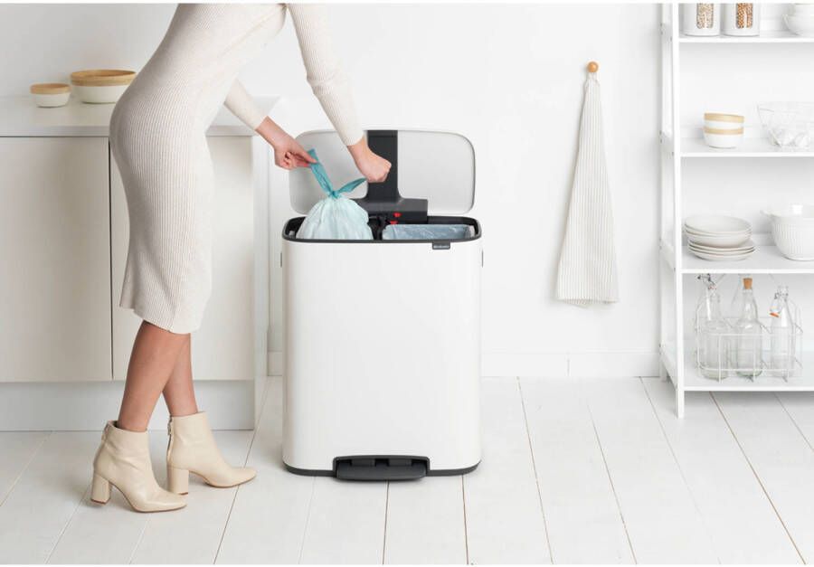 Brabantia Bo pedaalemmer 2x30L met 2 kunststof binnenemmers White