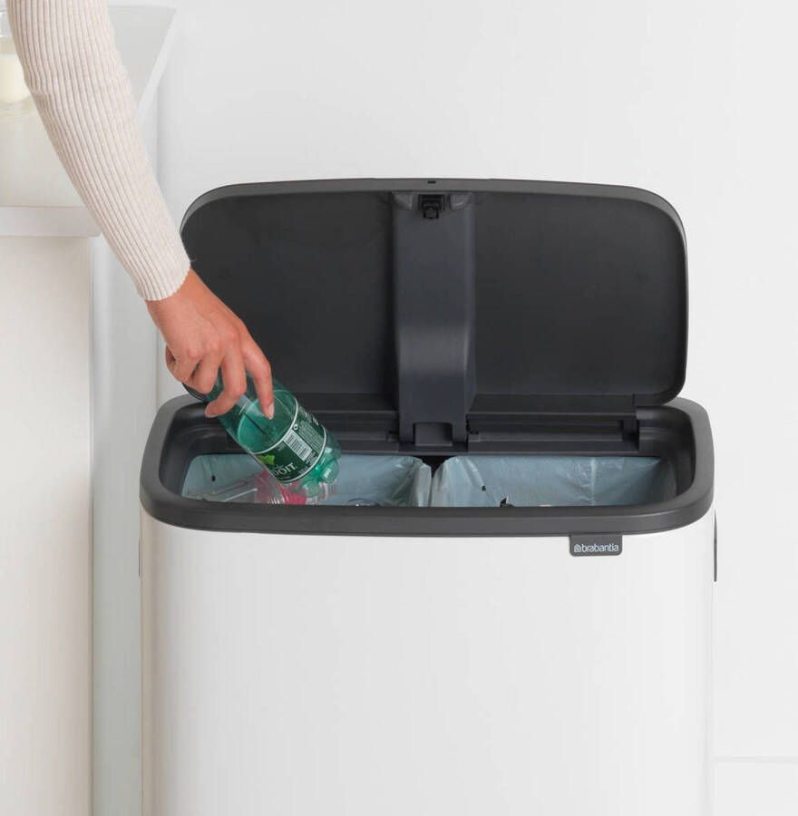 Brabantia Bo Touch Bin afvalemmer 2x30L met kunststof binnenemmer White