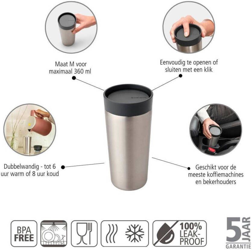 Brabantia Make & Take thermosbeker 0 36 liter Dark Grey