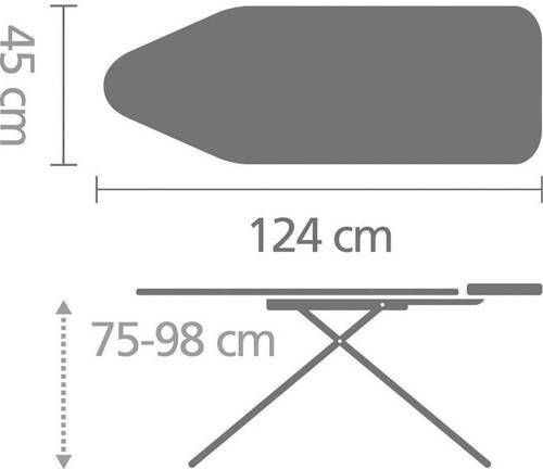 Brabantia Strijkplank C met strijkijzerhouder 124x45 cm (zwart)