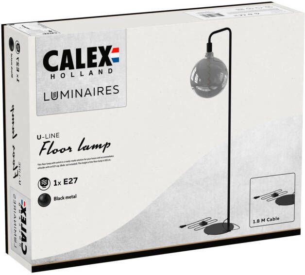 Calex U-Line Vloerlamp E27 Fitting Zwart