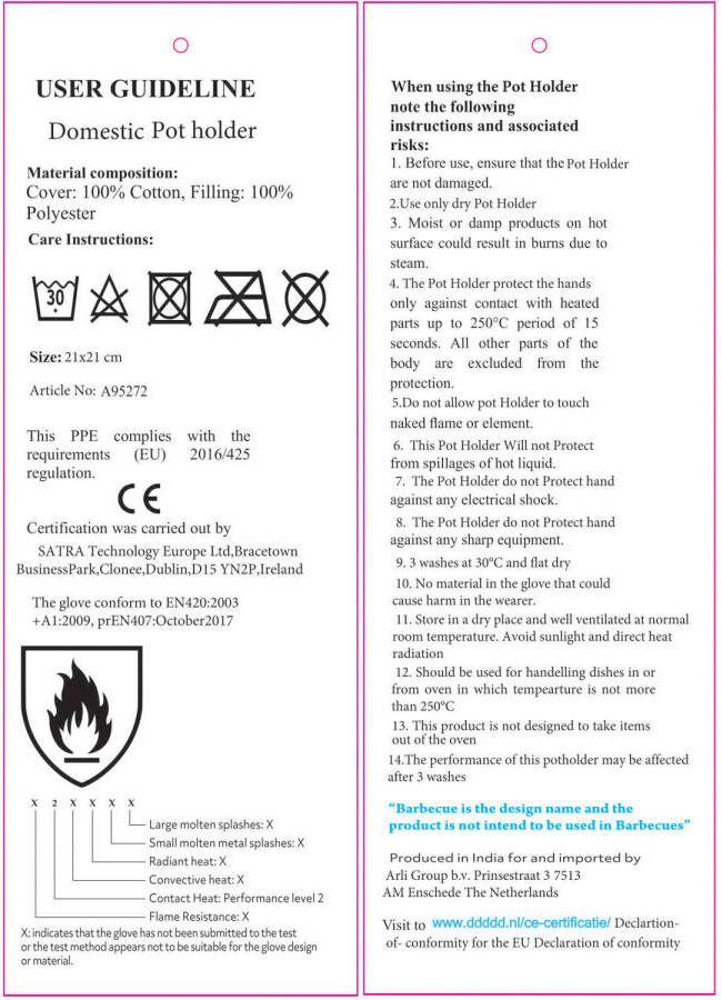DDDDD Barbeque pannenlap rood (set van 2)