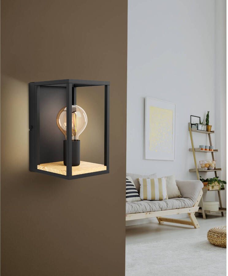 EGLO Libertad Wandlamp E27 24 cm Zwart Bruin