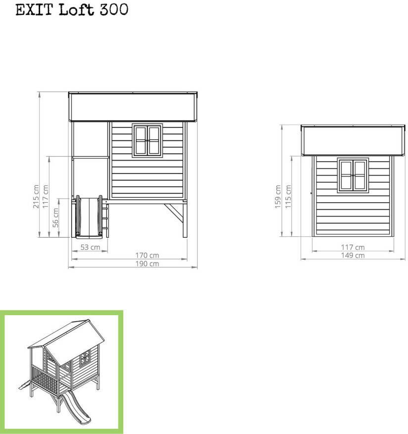 EXIT Loft 300 Loft 300 houten speelhuis rood