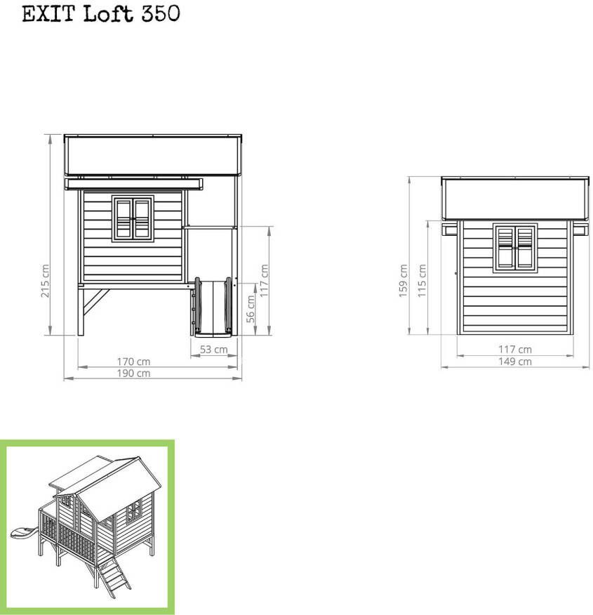 EXIT Loft 350 Loft 350 houten speelhuis rood