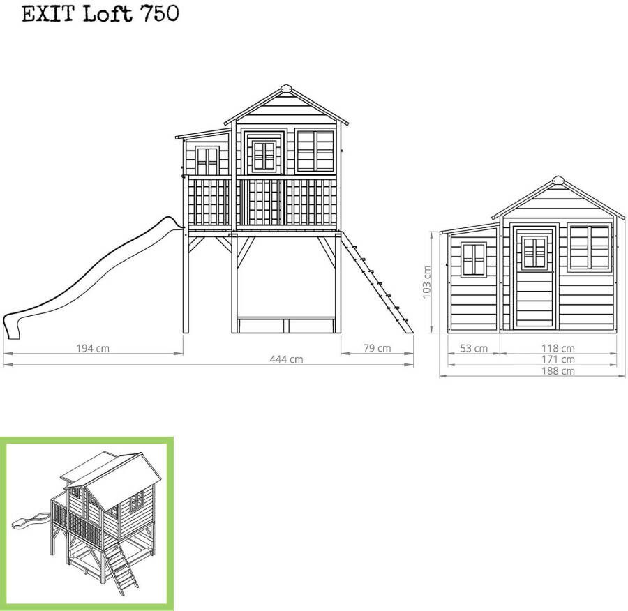 EXIT Loft 750 Loft 750 houten speelhuis rood