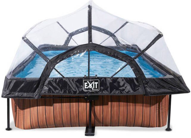 EXIT Wood zwembad 300x200x65cm met overkapping en filterpomp bruin