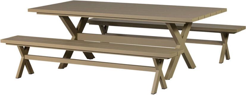 Exotan Picknicktafel Delta Aluminium Groen Zand 75x220x105