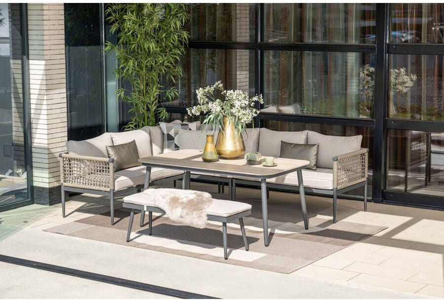 Garden Impressions Teramon lounge-diningset 6-delig rope taupe