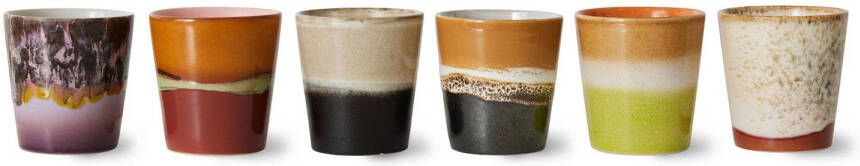 HKLIVING koffiekopje 70s (Ø7 5 cm) (180 ml) (set van 6)