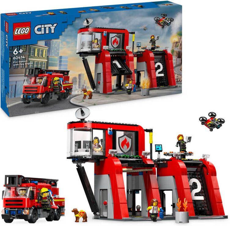 LEGO City Brandweerkazerne en brandweerauto 60414