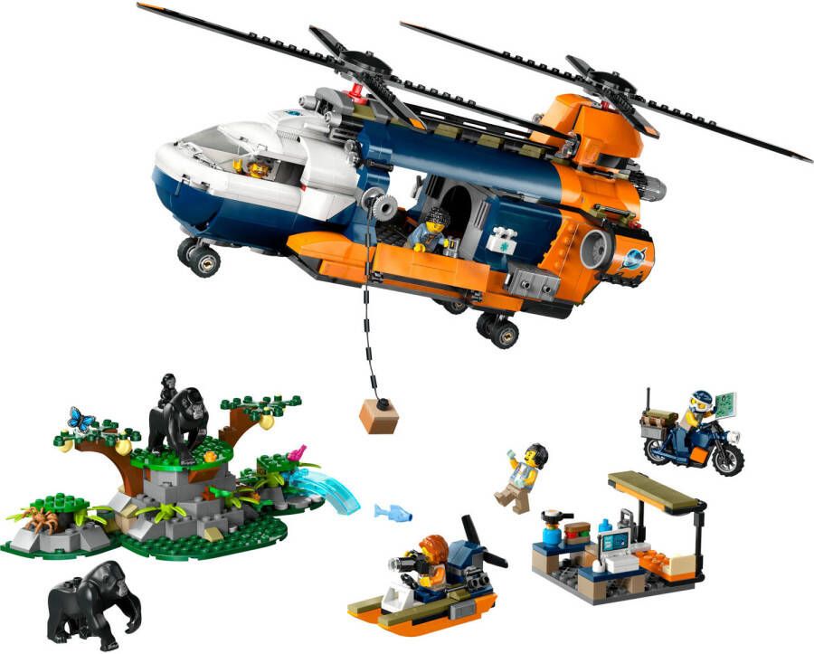 LEGO City Jungleonderzoekers: helikopter bij de basis 60437