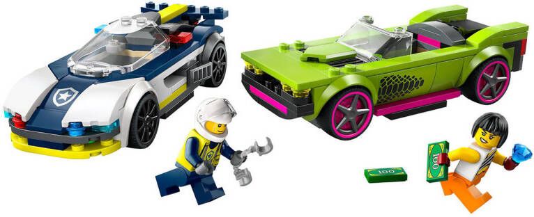 LEGO City Politiewagen en snelle autoachtervolging 60415