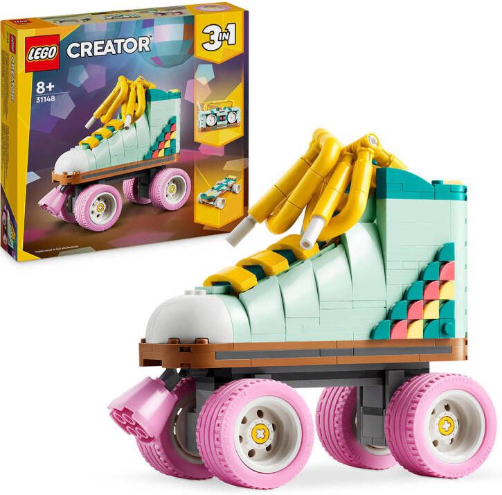 LEGO Creator 3-in-1 Retro rolschaats met Mini Skateboard en Gettoblaster Radio Speelgoed 31148