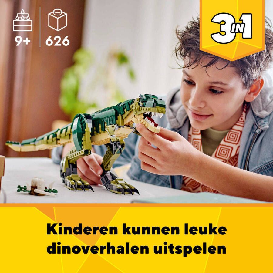 LEGO Creator T. rex wordt Triceratops of Pterodactylus 31151